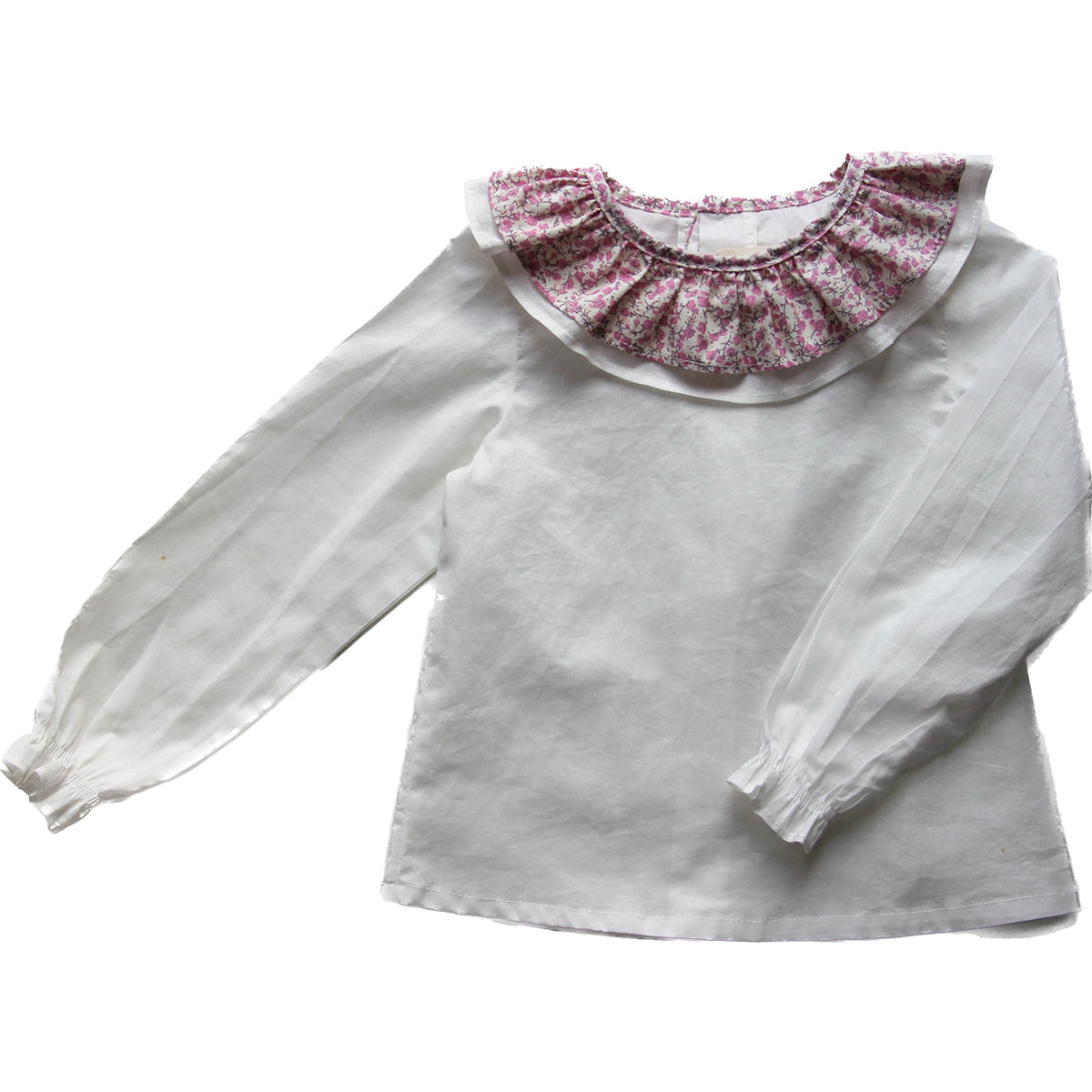 ARIEL Camisa manga larga - Cruda + Volante Monocolor rosa palo