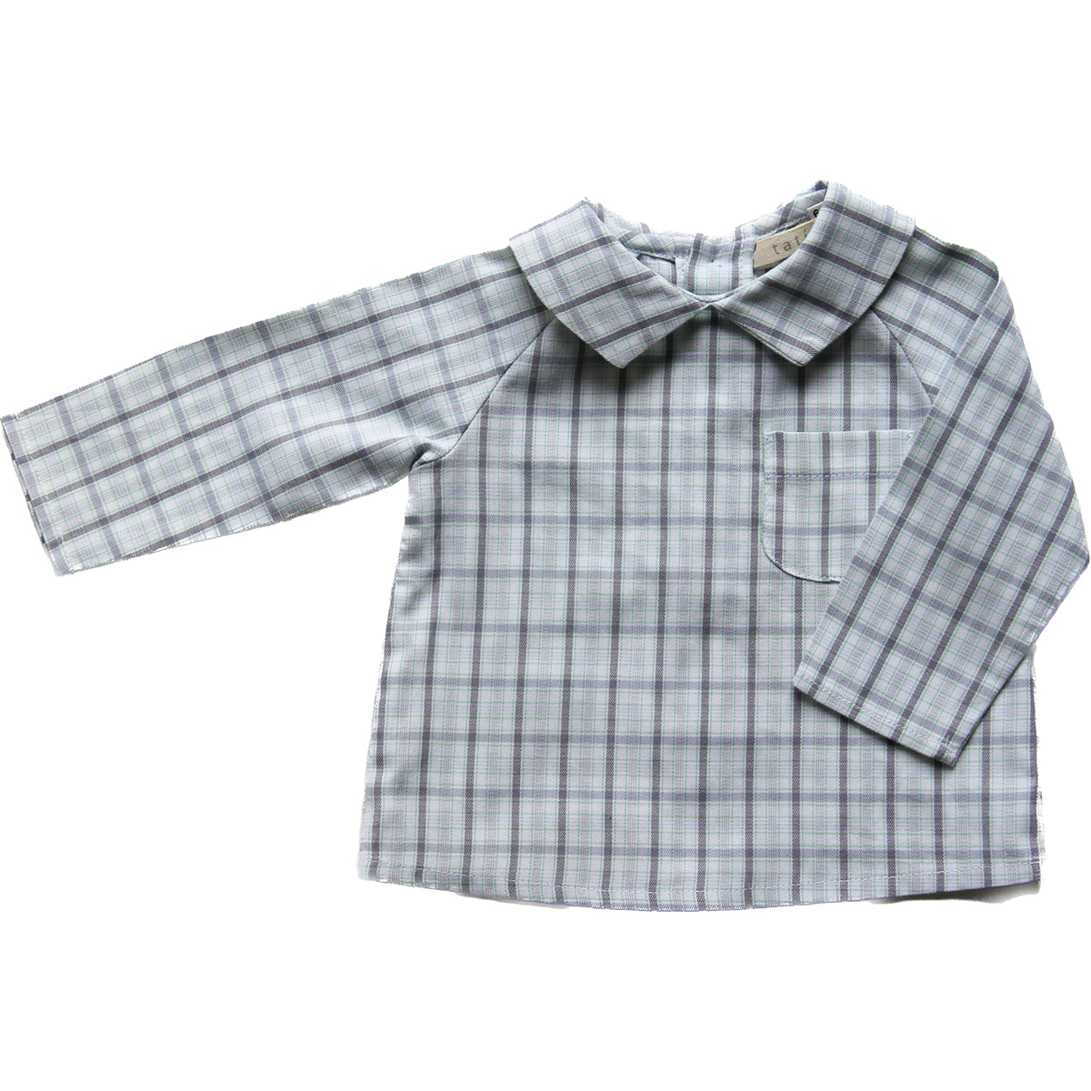 Camisa cuellos pico - Cuadro celeste empolvado