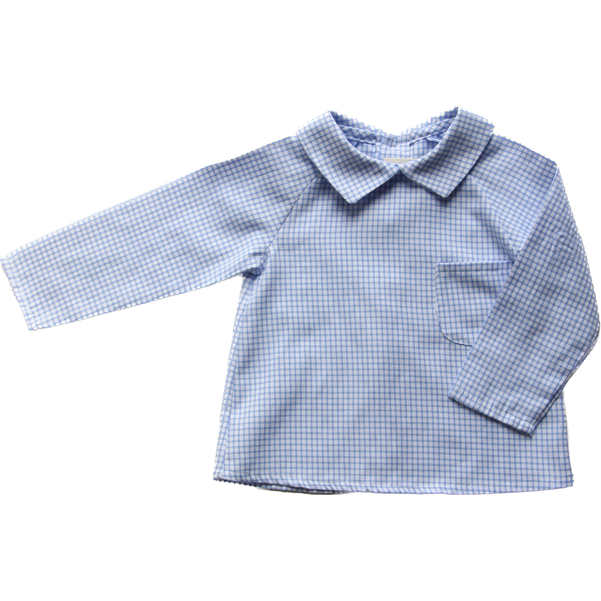 Camisa cuellos pico - Cuadro mini celeste