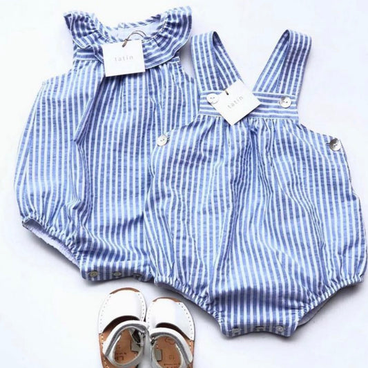 INES Romper - Blue Stripe