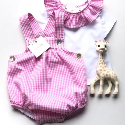 LUKA Dungarees - Gingham Mini Pink