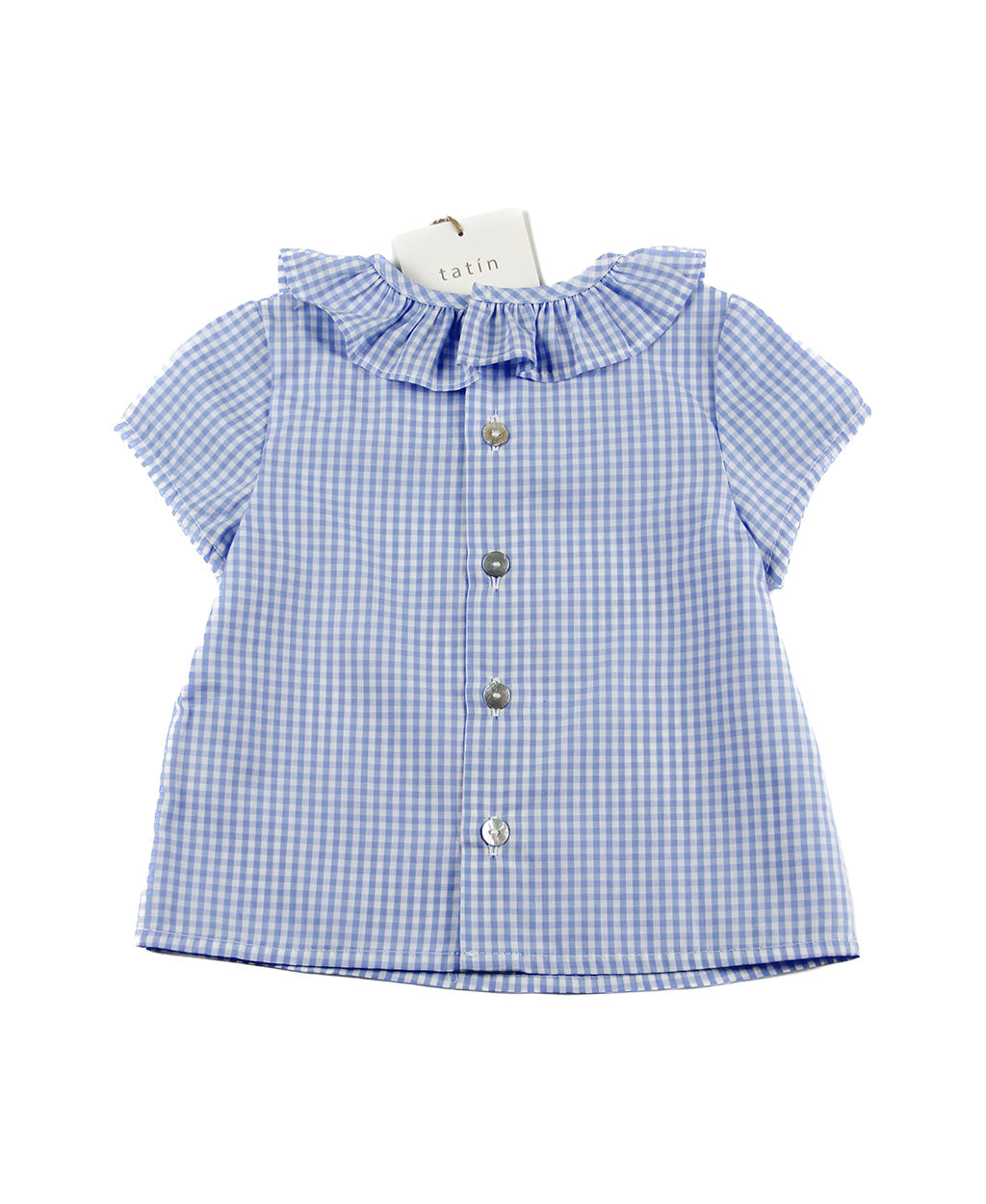 DANIELA Camisa manga corta - Vichy mini Celeste