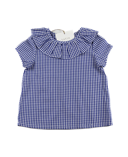 DANIELA - Chemise manches courtes - Vichy mini Marine